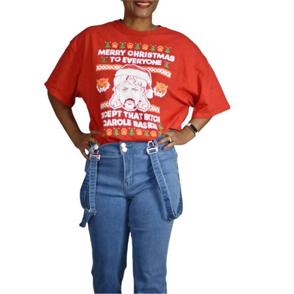 Tiger King Ugly Christmas Tee Carole Tacky Santa Holiday T-Shirt Size XL Unisex - Picture 8 of 12